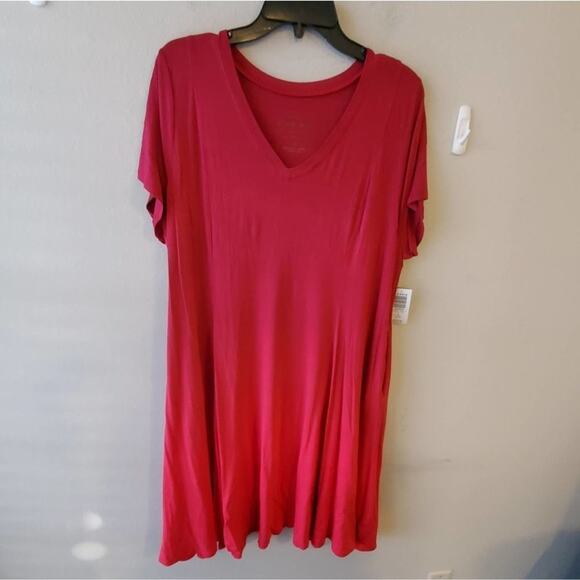 Torrid SUPER SOFT RED WINE DIP-DYE TRAPEZE DRESS plus size 1X NEW!!! - Picture 5 of 9